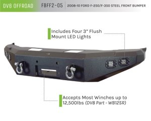 Ford F-450 Bumper - Front - DV8 Offroad - Steel Construction, 2 Stage Powder Coat Finish - Textured Black - `08-`10 Ford F-450 Bumper - Front - DV8 Offroad - Steel Construction, 2 Stage Powder Coat Finish - Textured Black - `08-`10